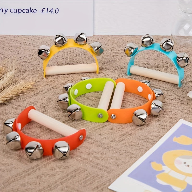 Wooden Half Round Hand Ringing Bell Toy for Kids Musical Skills