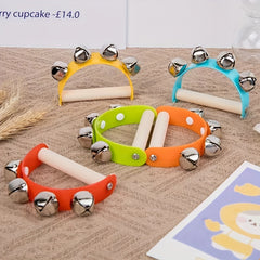 Wooden Half Round Hand Ringing Bell Toy for Kids Musical Skills