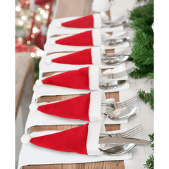 Mini Christmas Hat and Fork Cover Set