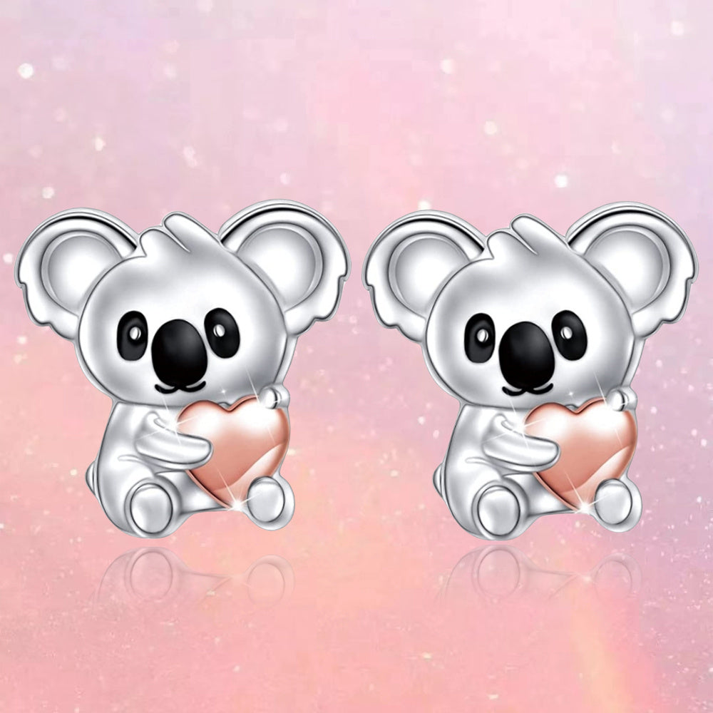 Mini Koala with Pink Heart Stud Earrings - Birthday Christmas Gift