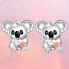 Mini Koala with Pink Heart Stud Earrings - Birthday Christmas Gift