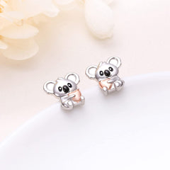 Mini Koala with Pink Heart Stud Earrings - Birthday Christmas Gift