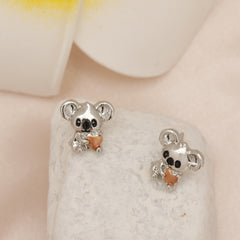Mini Koala with Pink Heart Stud Earrings - Birthday Christmas Gift