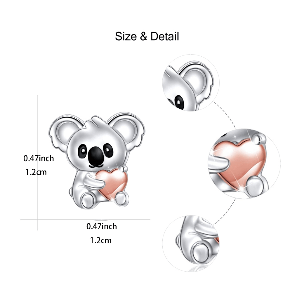 Mini Koala with Pink Heart Stud Earrings - Birthday Christmas Gift