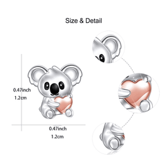 Mini Koala with Pink Heart Stud Earrings - Birthday Christmas Gift