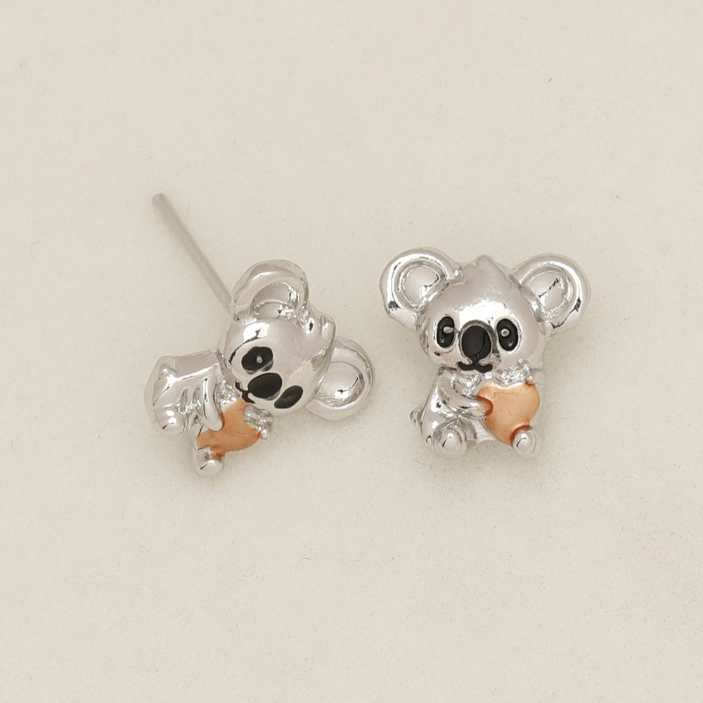 Mini Koala with Pink Heart Stud Earrings - Birthday Christmas Gift