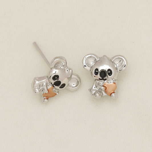 Mini Koala with Pink Heart Stud Earrings - Birthday Christmas Gift