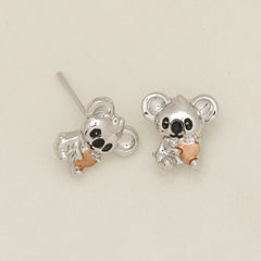 Mini Koala with Pink Heart Stud Earrings - Birthday Christmas Gift