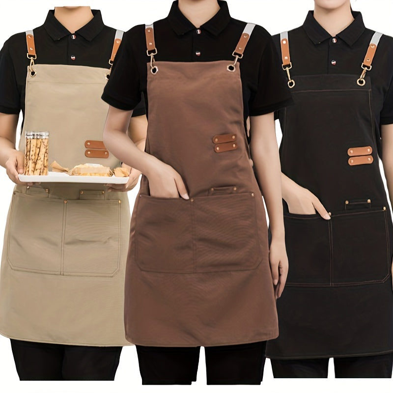 Canvas Waterproof Dining Apron With Pockets for Coffee Bars and Restaurants