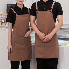 Canvas Waterproof Dining Apron With Pockets for Coffee Bars and Restaurants