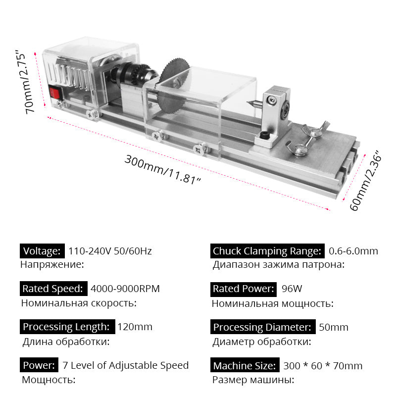 Mini Wood Lathe Machine DIY Woodworking Buddha Pearl Lathe