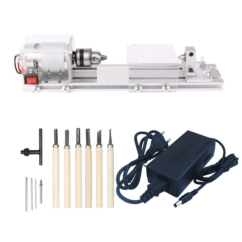 Mini Wood Lathe Machine DIY Woodworking Buddha Pearl Lathe