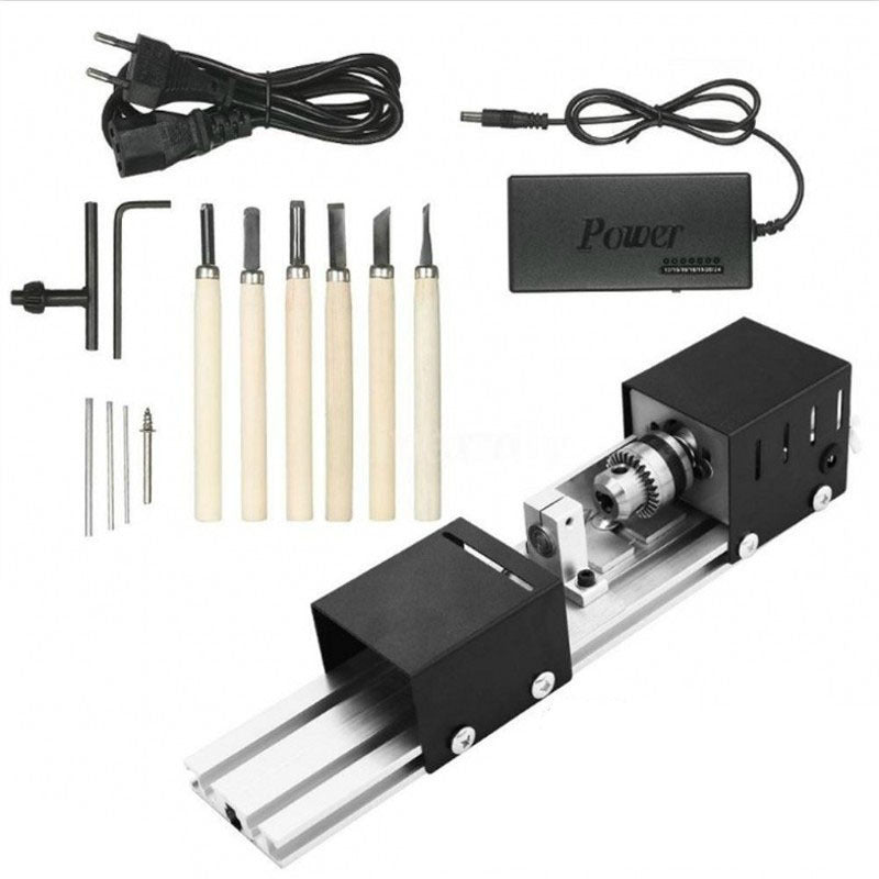 Mini Wood Lathe Machine DIY Woodworking Buddha Pearl Lathe