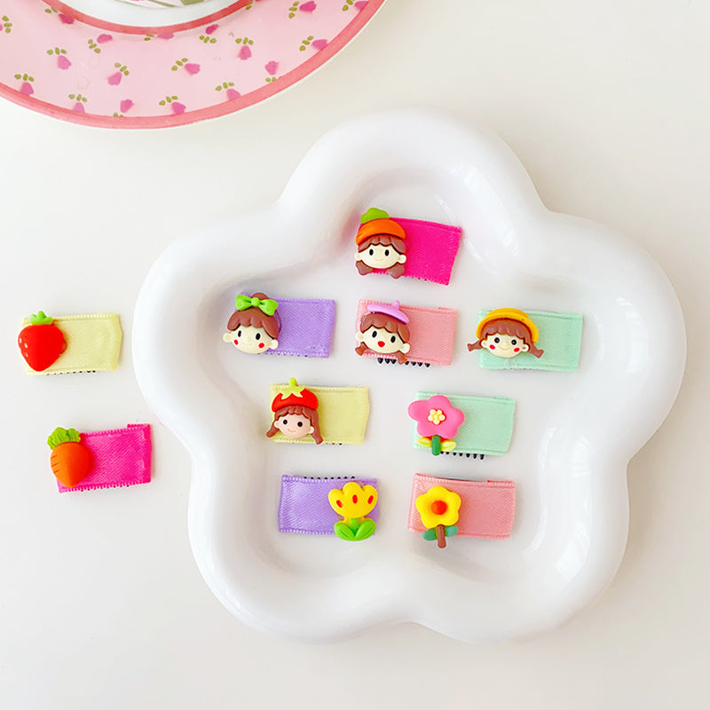 10pcs Girls Flowers Fruits Hair Clips Headwear Hairpin Summer Hairpin For Kids