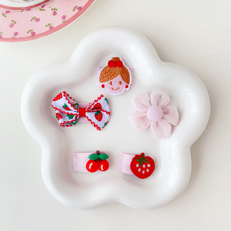 10pcs Girls Flowers Fruits Hair Clips Headwear Hairpin Summer Hairpin For Kids