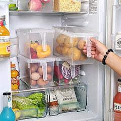 Fridge Organizer Bin Clear with Handle & Lid 5L