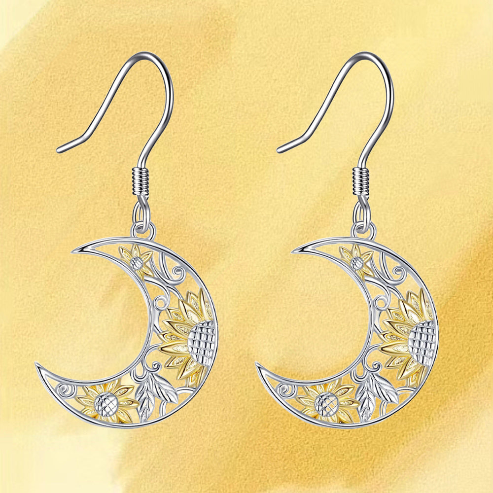 Sunflower And Moon Earrings For Kids - Birthday & Christmas Gift
