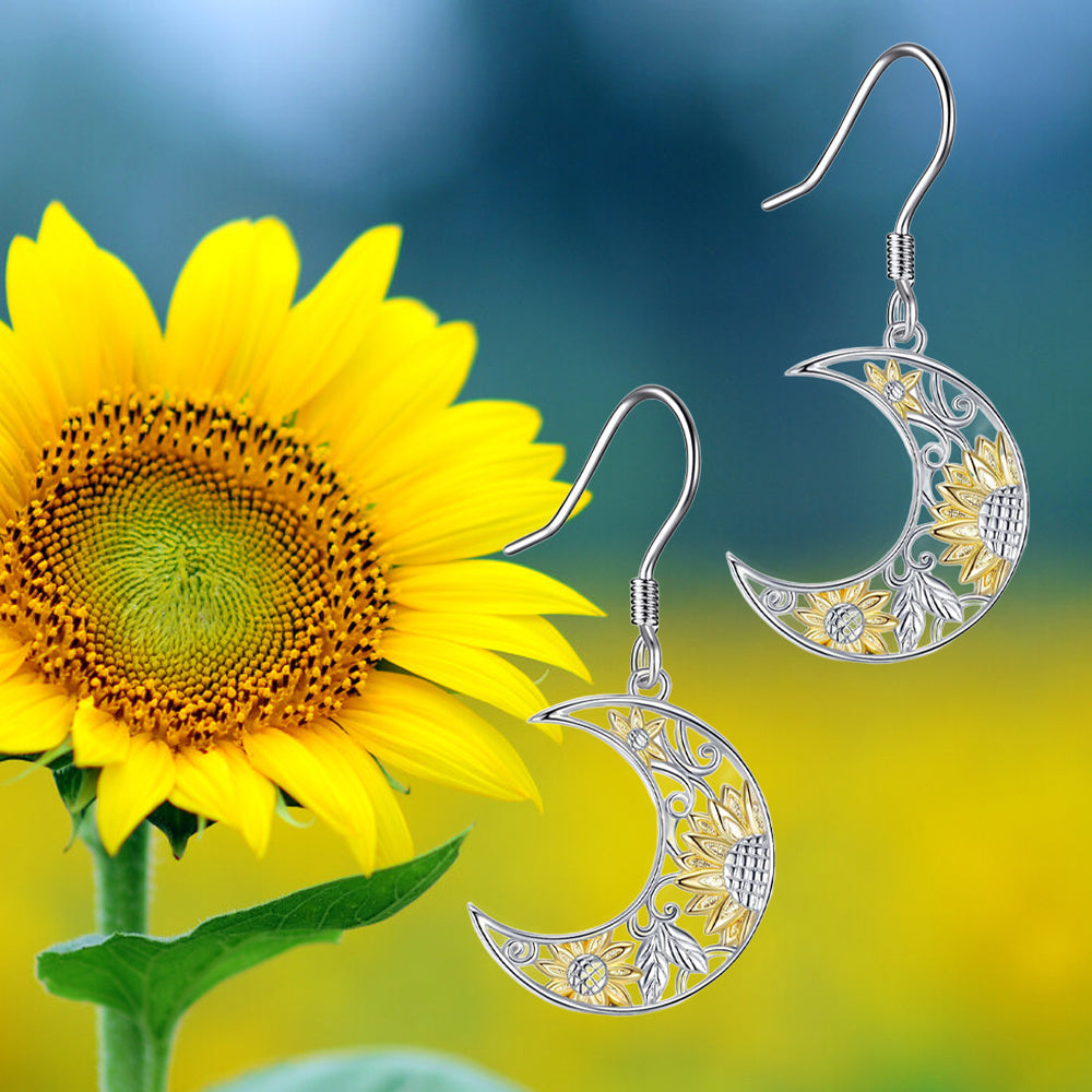 Sunflower And Moon Earrings For Kids - Birthday & Christmas Gift