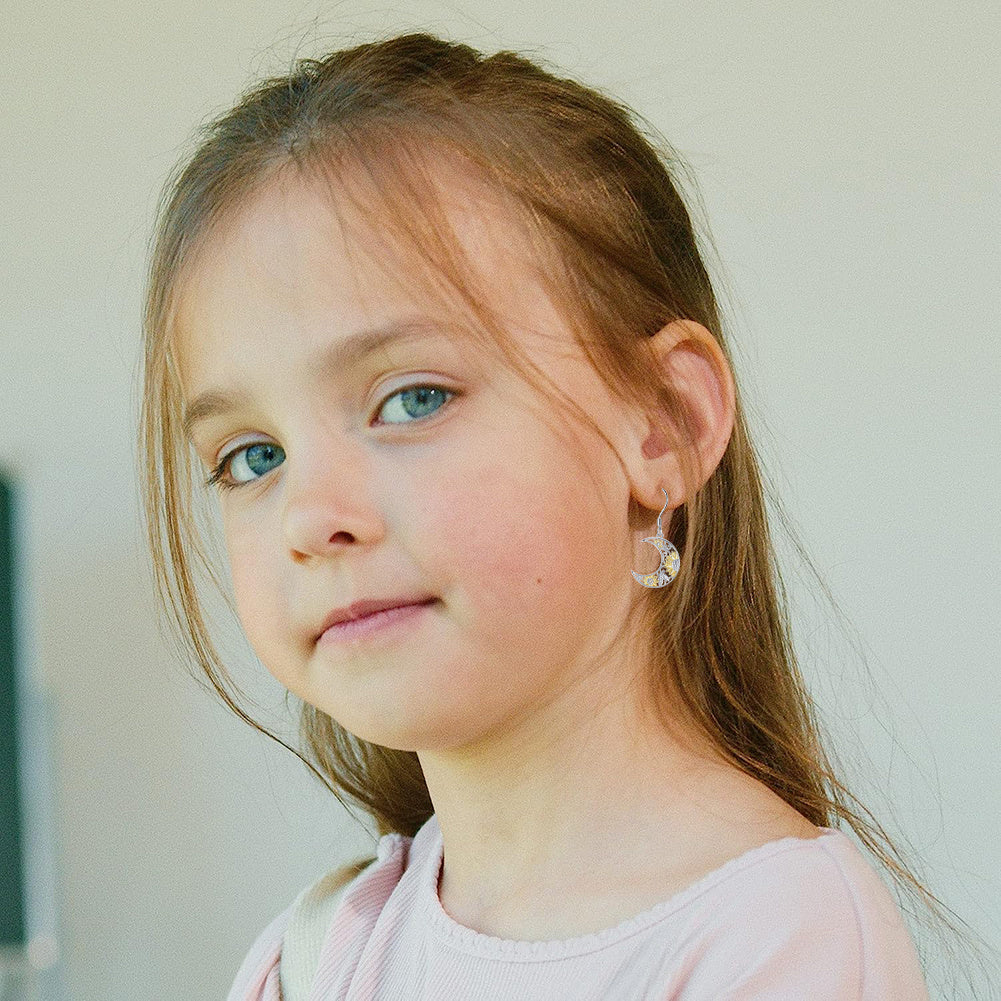 Sunflower And Moon Earrings For Kids - Birthday & Christmas Gift