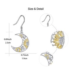 Sunflower And Moon Earrings For Kids - Birthday & Christmas Gift