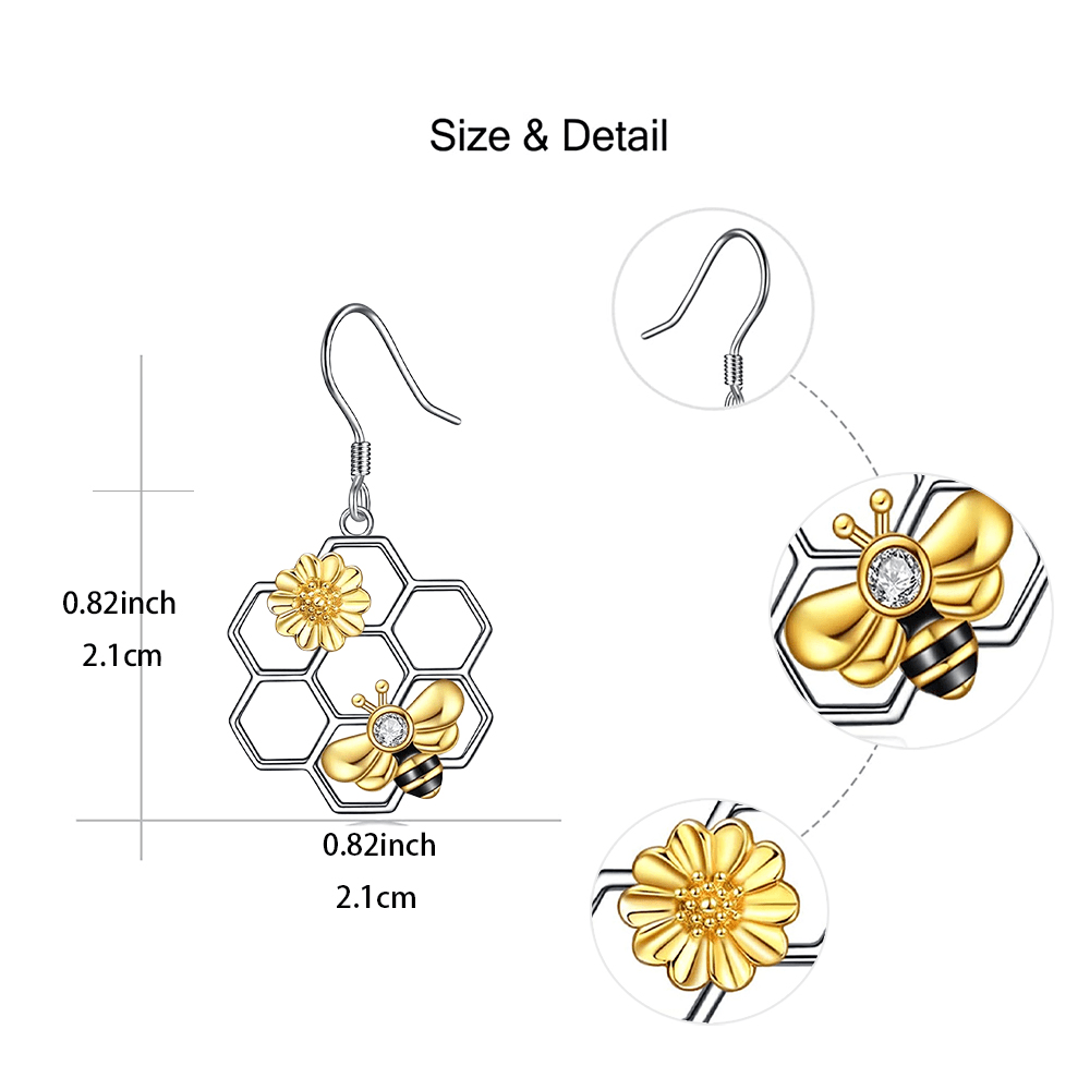 Bee Sunflower Honeycomb Earrings Gift for Girls Kids
