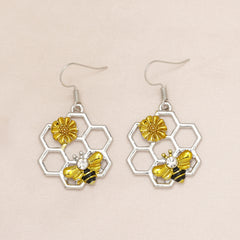 Bee Sunflower Honeycomb Earrings Gift for Girls Kids