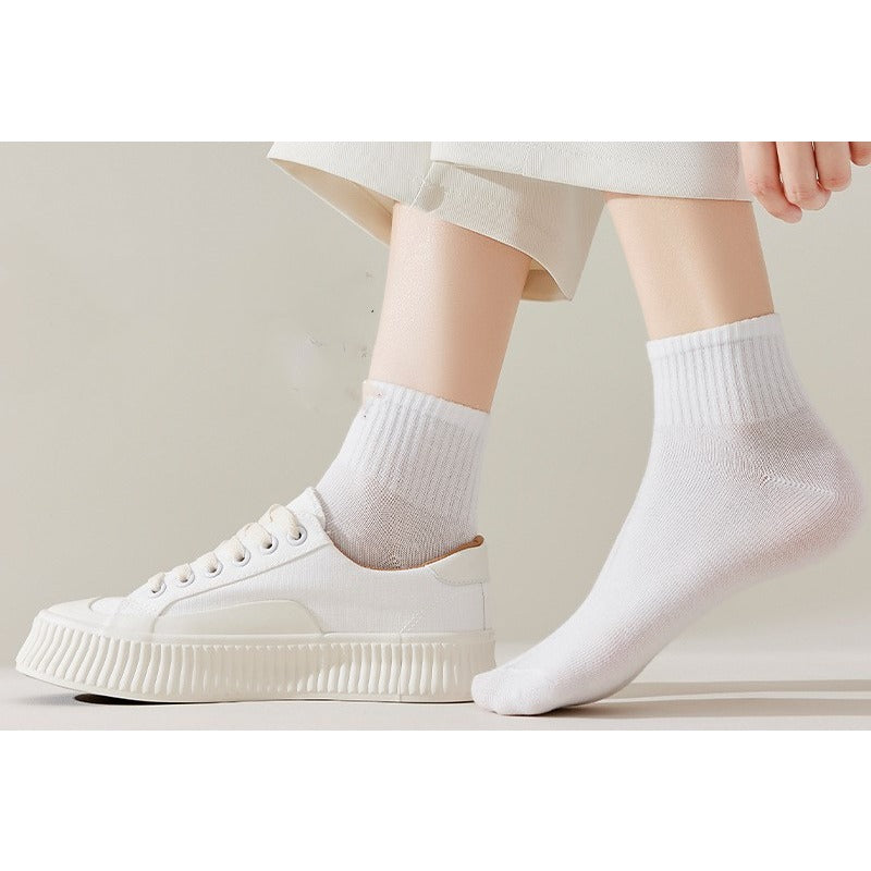 3Pairs Casual Breathable Mid calf Socks with Cushioning