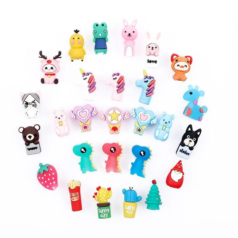 Cartoon Silicone Mini Nibs Pen Cap Pen Case 3D Fruit Animal Pencil Gel Pen Acces