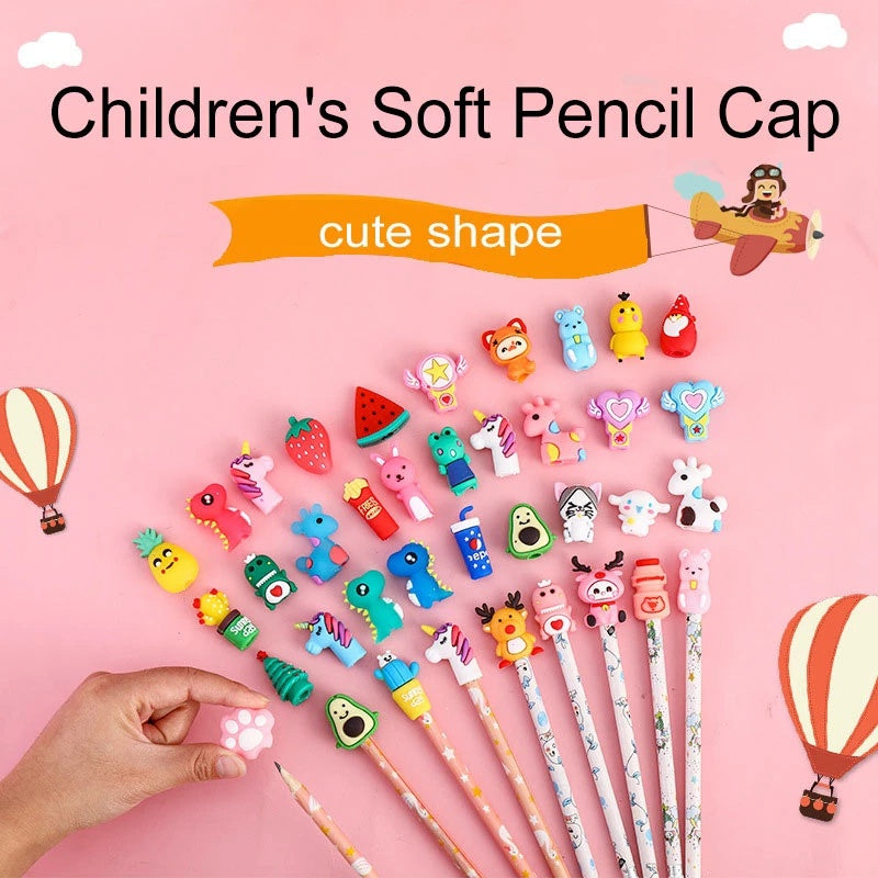 Cartoon Silicone Mini Nibs Pen Cap Pen Case 3D Fruit Animal Pencil Gel Pen Acces