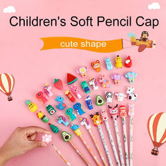 Cartoon Silicone Mini Nibs Pen Cap Pen Case 3D Fruit Animal Pencil Gel Pen Acces