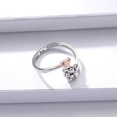Baby Elephant And Pink Heart Adjustable Ring For Girls
