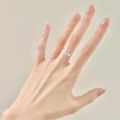 Baby Elephant And Pink Heart Adjustable Ring For Girls