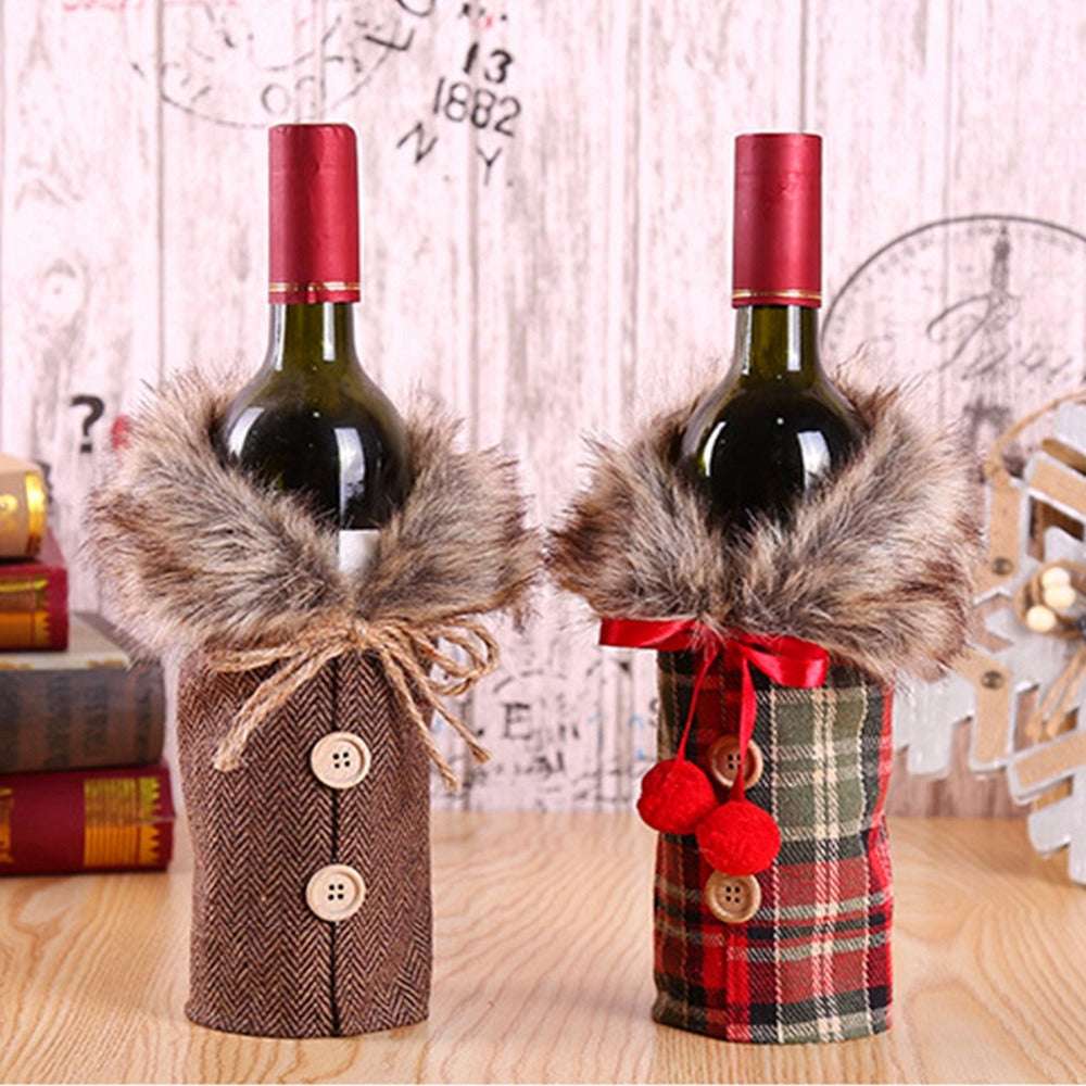 Santa Claus Wine Bottle Cover Christmas Decor