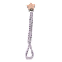 Baby Grey Braided Pacifier Chain Anti-drop Beech Pacifier Holder