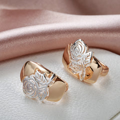 Rose Flower Earrings Women Golden&Silvery Daily Party Jewelry