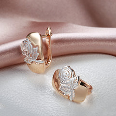 Rose Flower Earrings Women Golden&Silvery Daily Party Jewelry