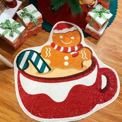 Gingerbread Man Rug Christmas Decor Non-slip Washable Floor Mat