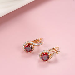Red Zircon Long Earrings For Women Vintage Hollow Earrings