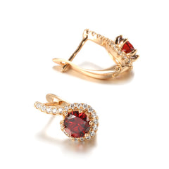 Red Zircon Long Earrings For Women Vintage Hollow Earrings