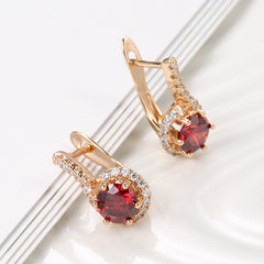 Red Zircon Long Earrings For Women Vintage Hollow Earrings