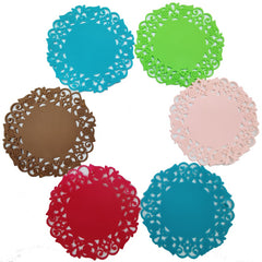 2pcs Silicone Placemats Mesh Round Table Pads Solid Decoration Mat