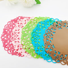 2pcs Silicone Placemats Mesh Round Table Pads Solid Decoration Mat