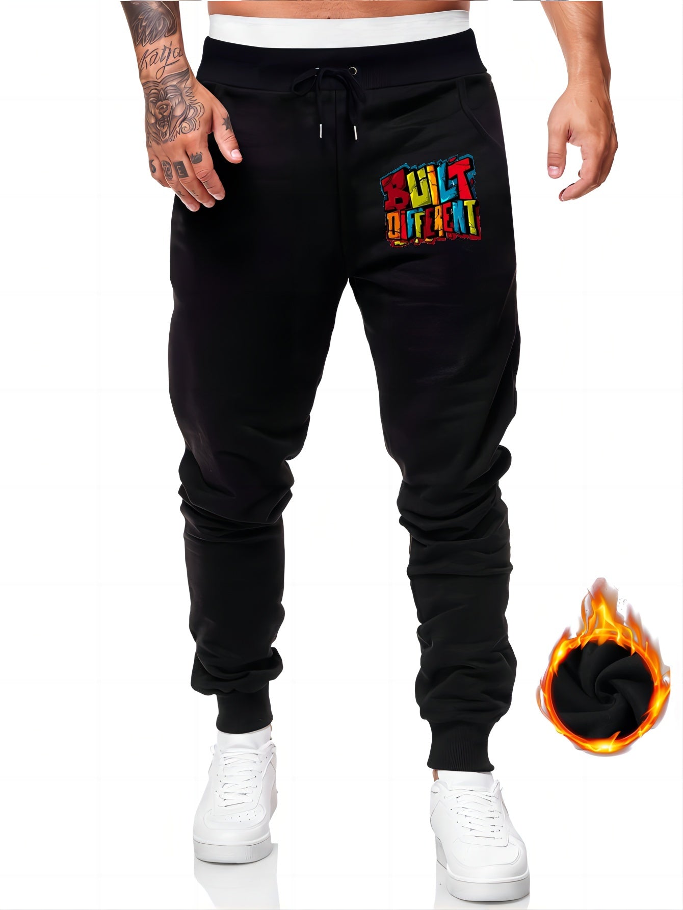 Men's Built Different Print Sweatpants Casual Stretch Joggers