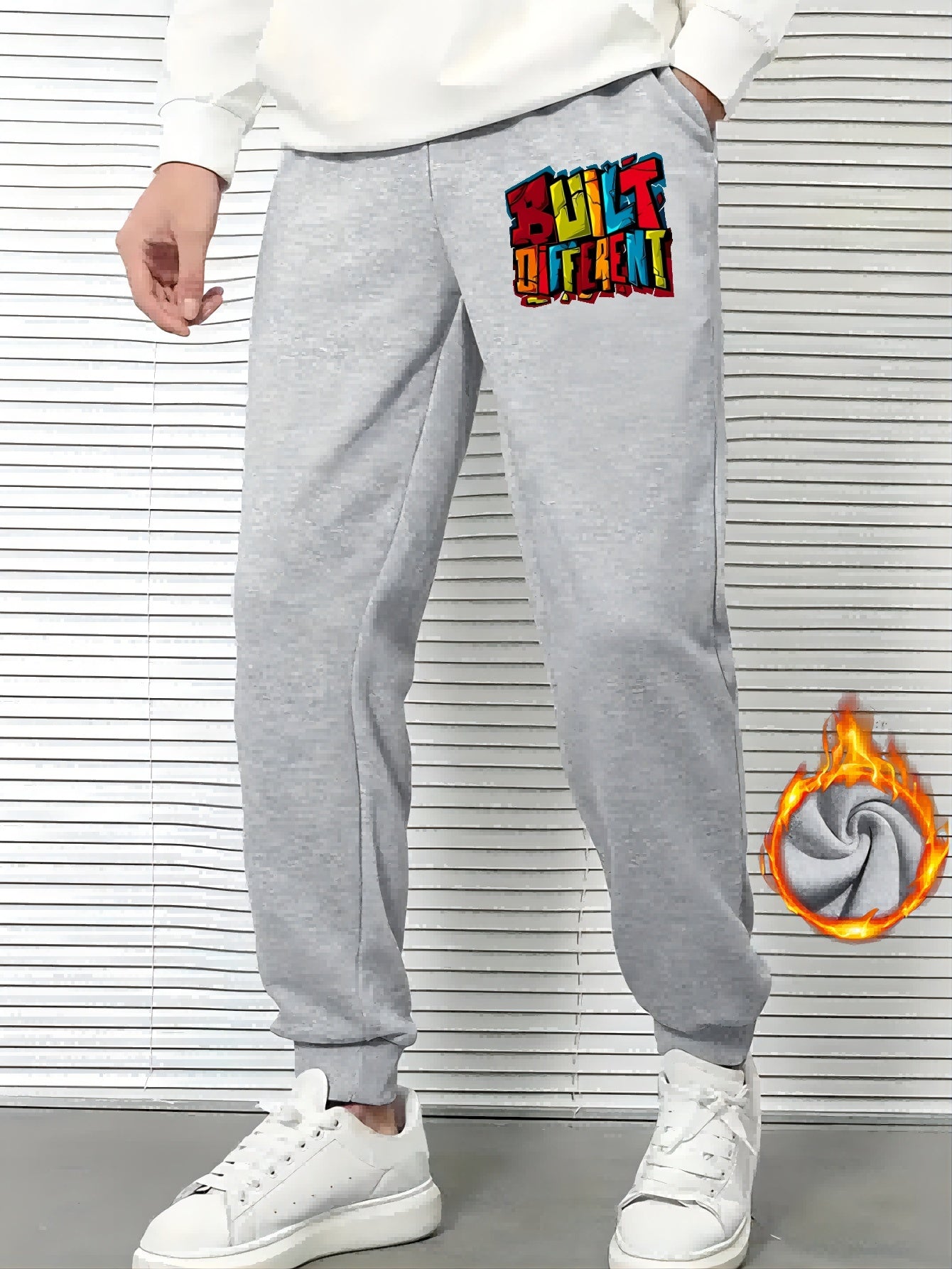 Men's Built Different Print Sweatpants Casual Stretch Joggers