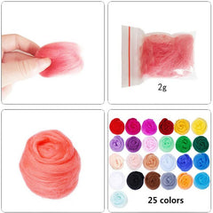 25 Colors Wool Felt DIY Needle Felt Kit