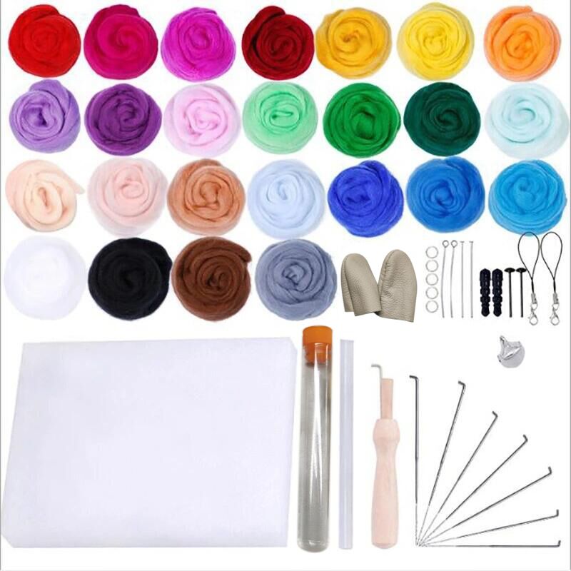 25 Colors Wool Felt DIY Needle Felt Kit