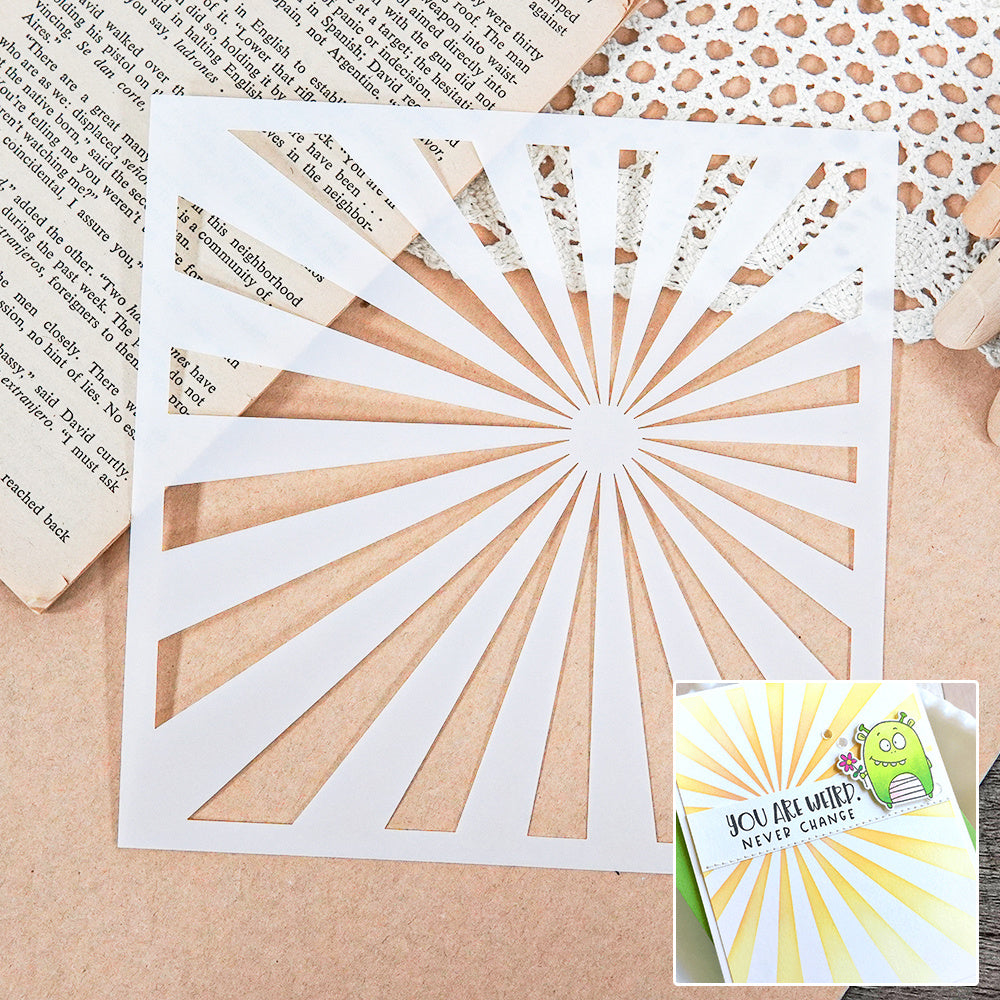 Rays Of Light Background Decoration Stencils Reusable Templates DIY Scrapbooking