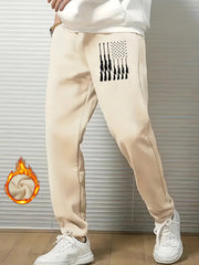 Men's Gun & Star Print Sweatpants Casual Drawstring Joggers for Fall Winter
