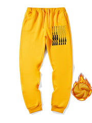 Men's Gun & Star Print Sweatpants Casual Drawstring Joggers for Fall Winter