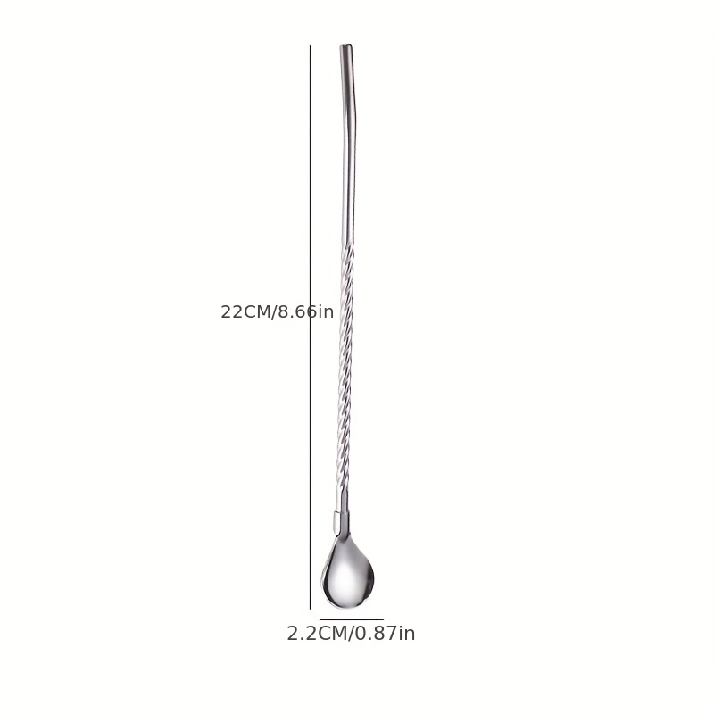Stainless Steel Straw Spoon Coffee Scoop Long Handle Stirring Spoon